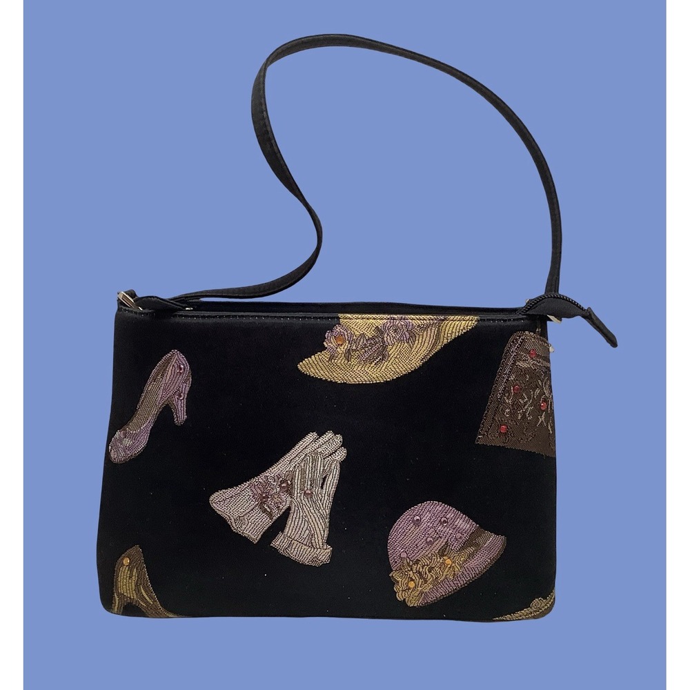 Black Fashion Purse Embroidered Fabric Handbag Evening Bag Feminine